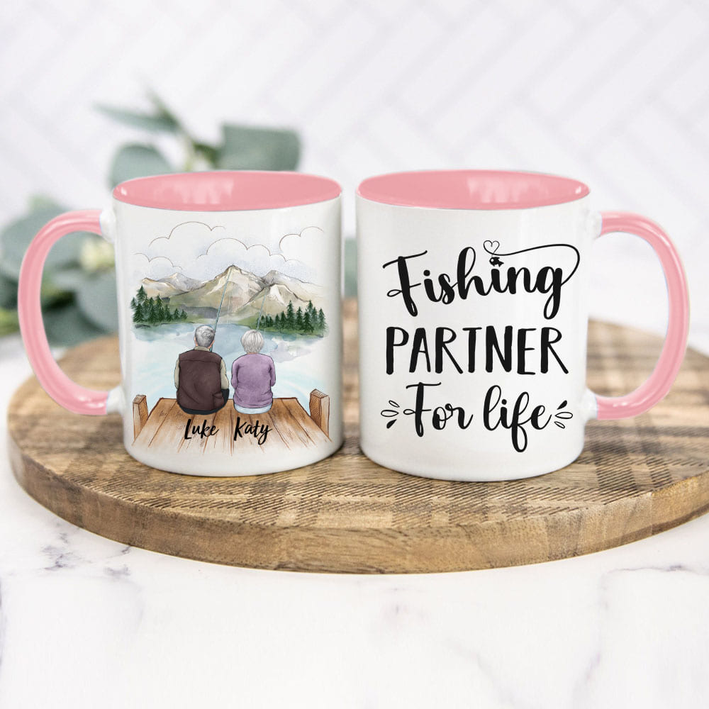 Personalized accent mug gifts for him for her - Couple - Fishing