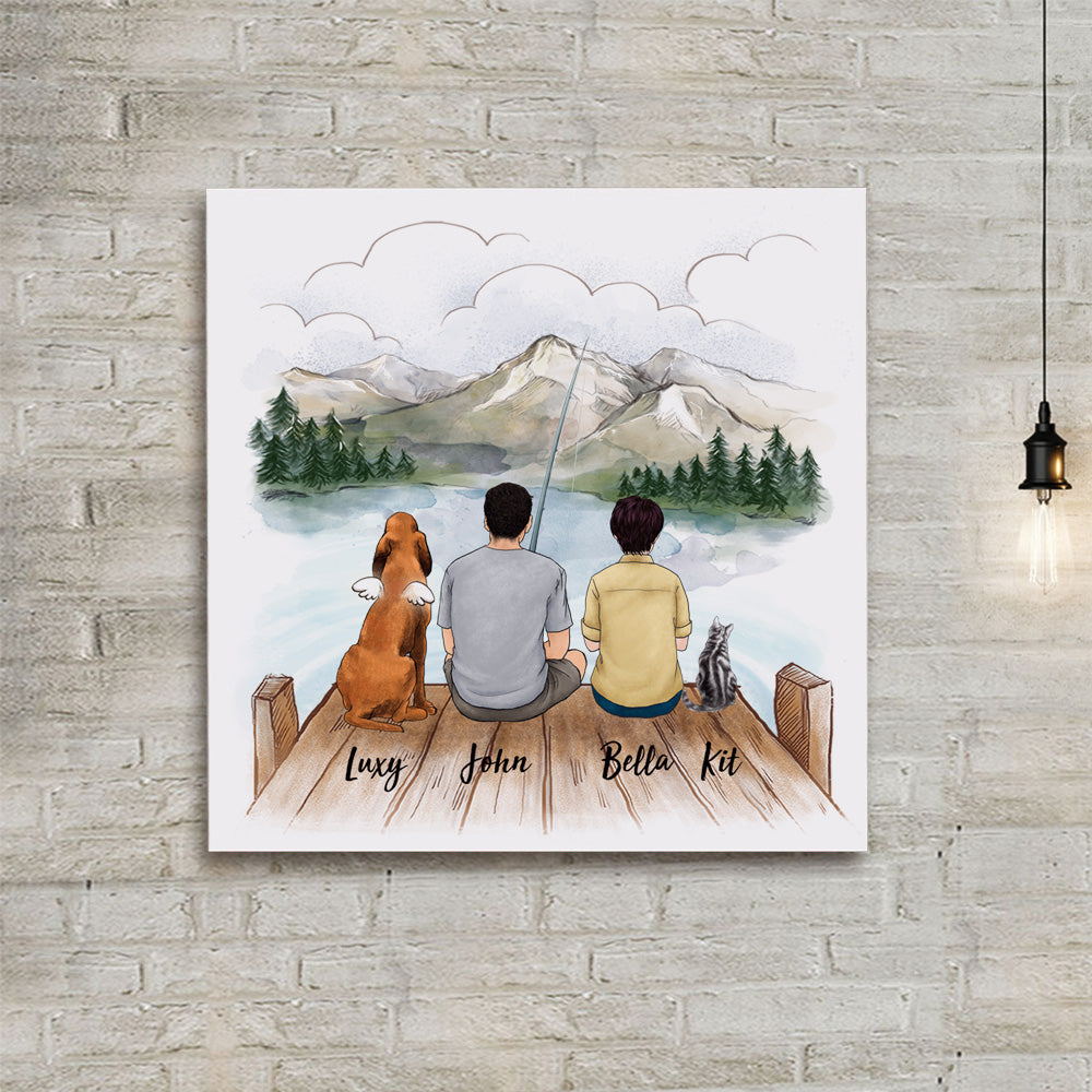 Personalized gifts for the whole family with dog, cat photo tile - UP TO 5 - Fishing