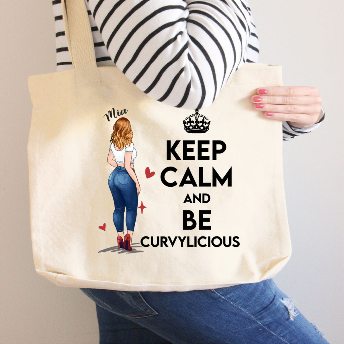 Personalized rounded canvas tote bag gift ideas for curvy girls