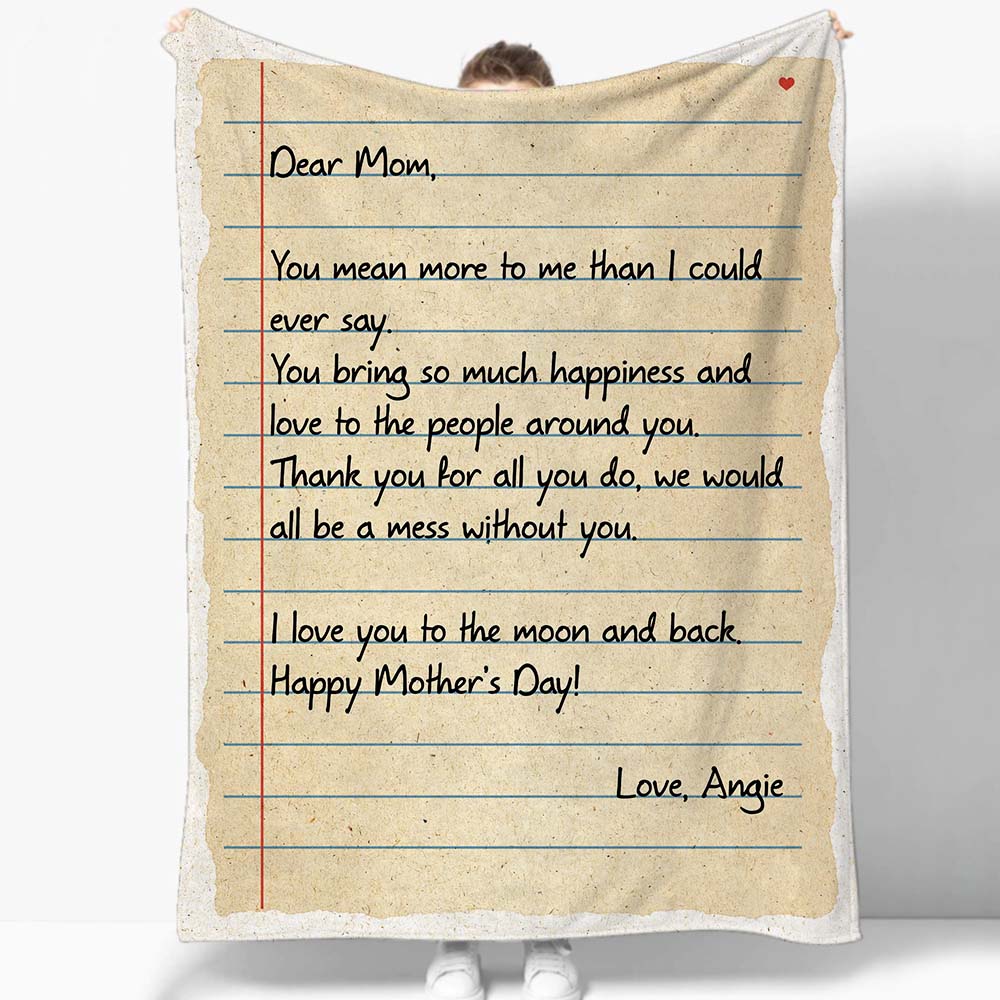 Custom Letter Fleece Blanket - Mom Gifts From Son Daughter Happy Mother&#39;s Day