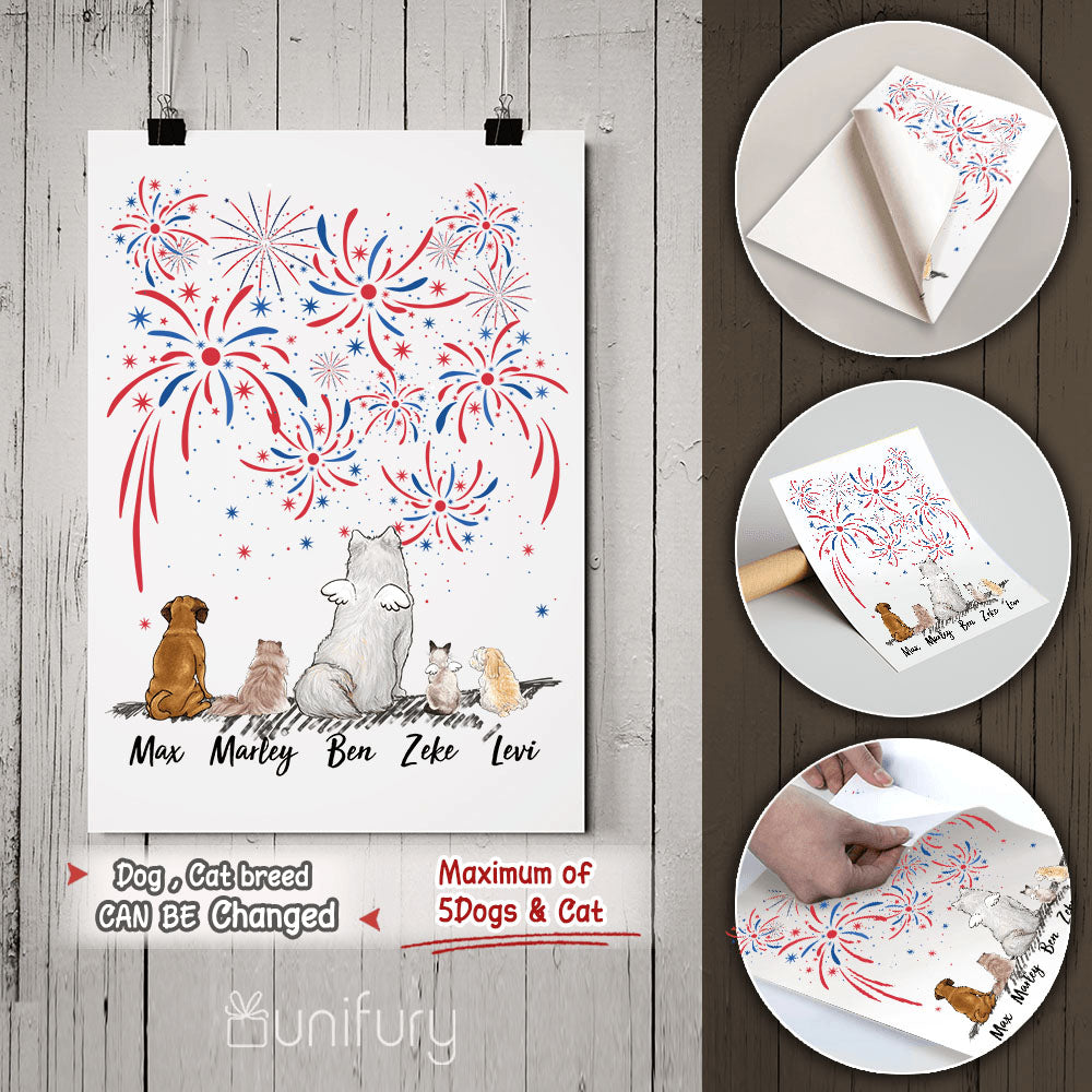 Personalized dog &amp; cat Peel &amp; Stick Poster 4th Of July - 2283