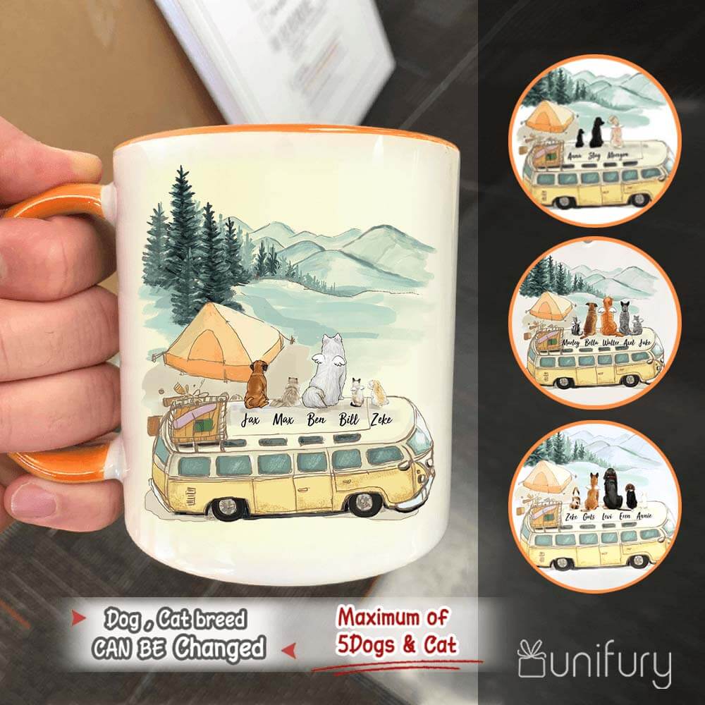 Orange Personalized Dog Camping Coffee Mug