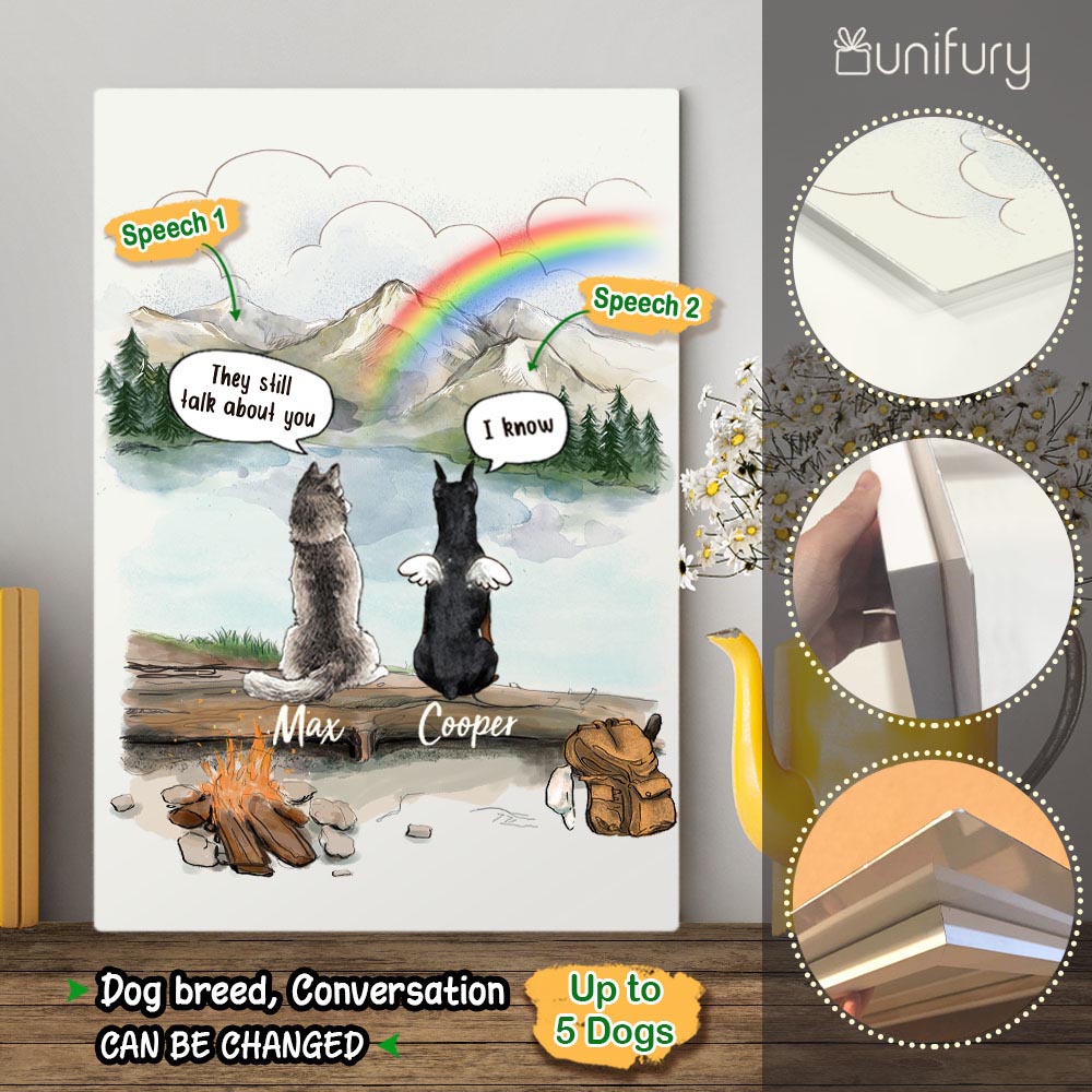 Personalized dog memorial gifts Rainbow bridge Metal Print They still talk about you conversation - Mountain - Hiking