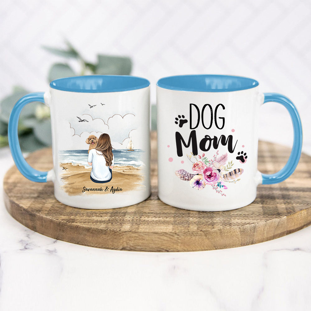 Personalized Accent Mug Gifts For Dog Lovers - Dog Mom - Beach