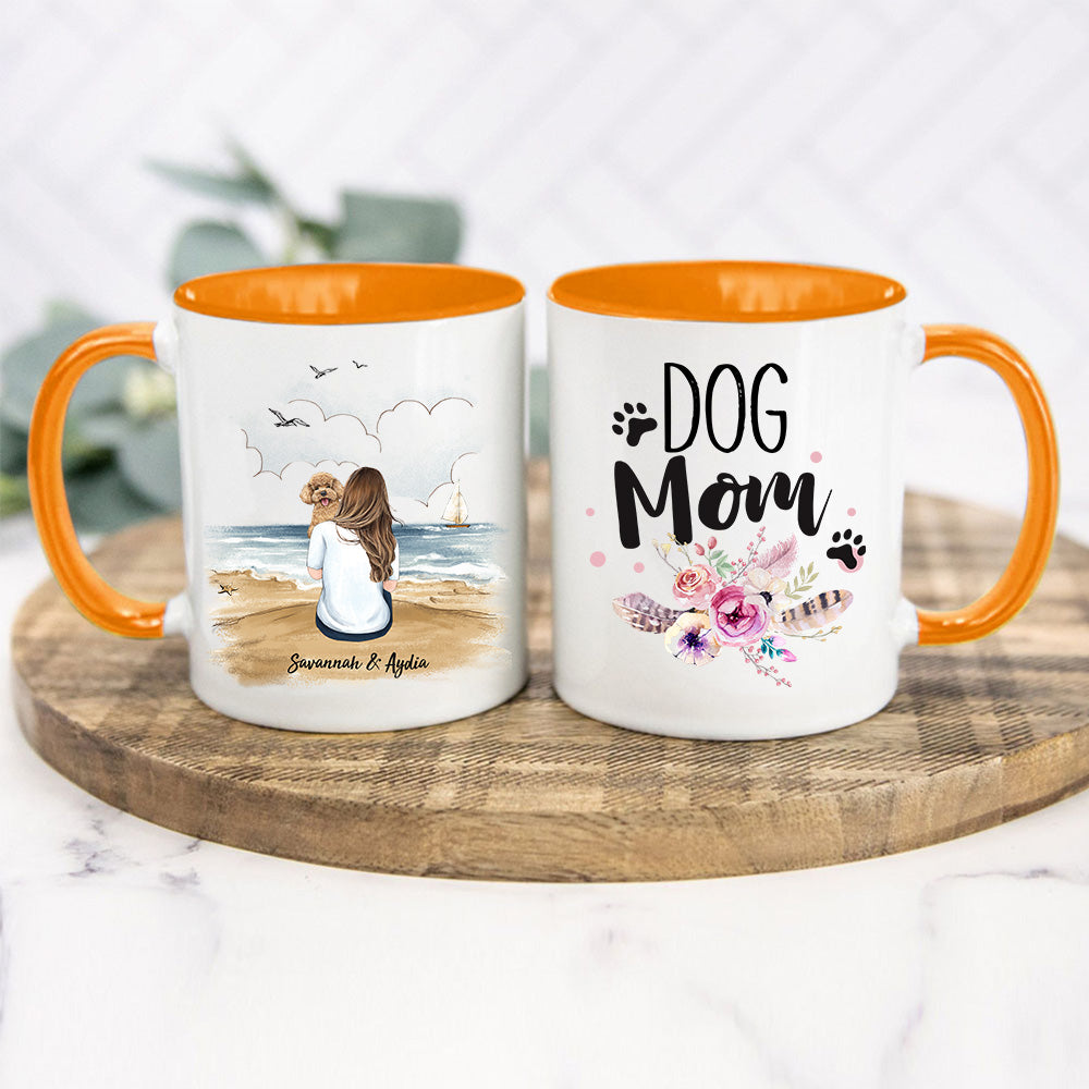 Personalized Accent Mug Gifts For Dog Lovers - Dog Mom - Beach