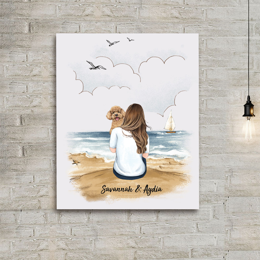 Personalized canvas print wall art gifts for dog lovers - Dog Mom - Beach