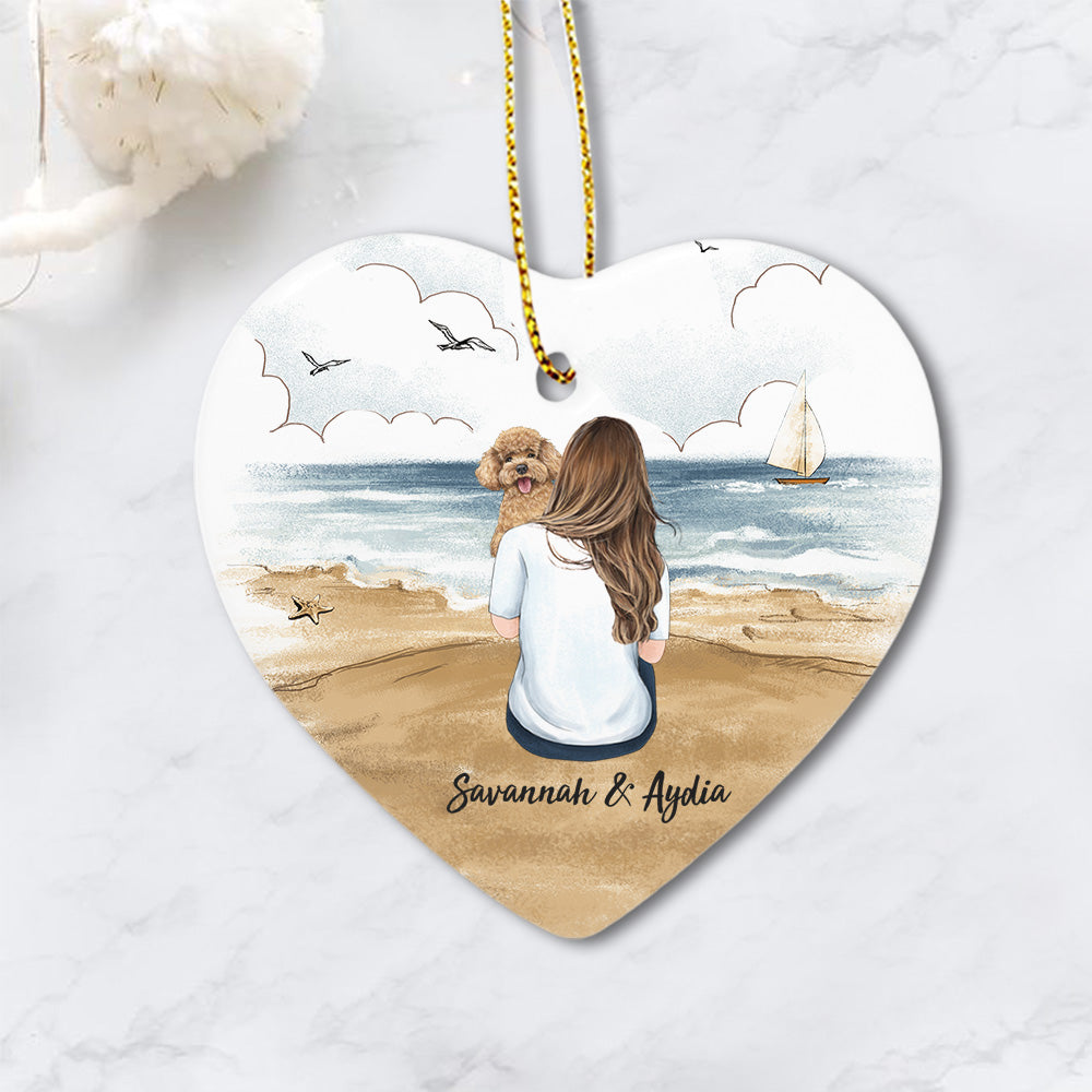 Personalized ceramic ornament gifts for dog lovers - Dog Mom - Beach