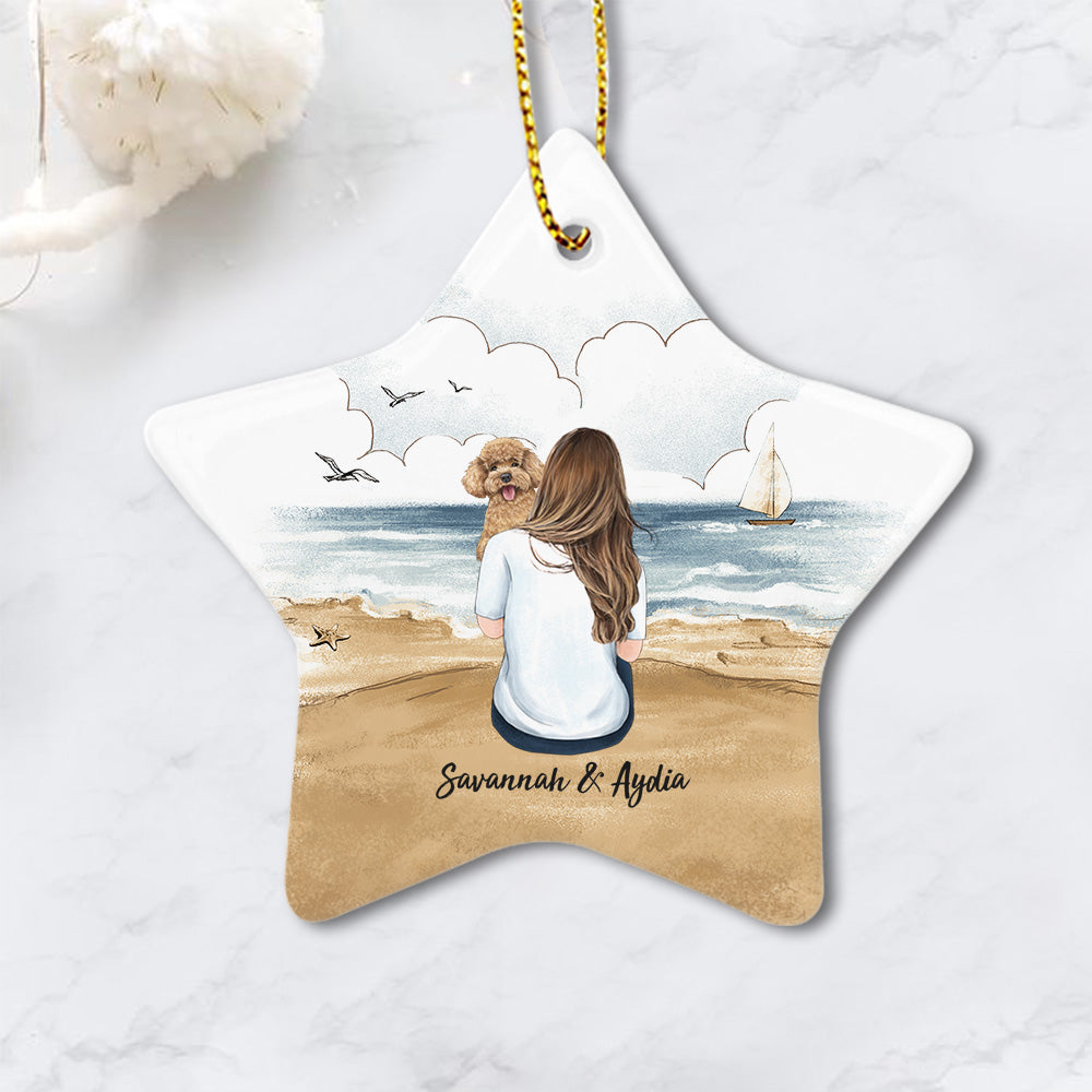 Personalized ceramic ornament gifts for dog lovers - Dog Mom - Beach