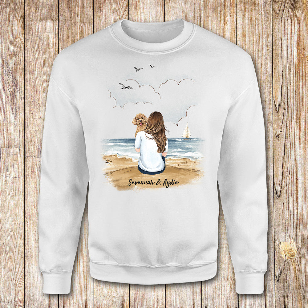 Personalized sweatshirt gifts for dog lovers - Dog Mom - Beach
