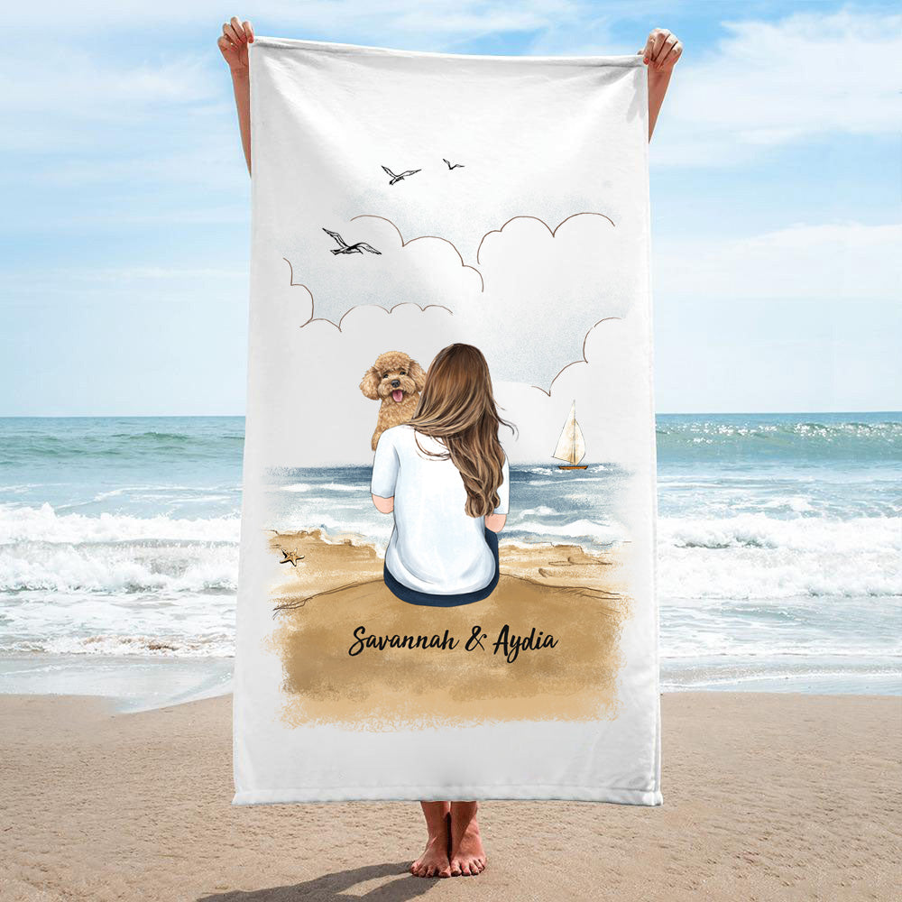 Personalized gifts for dog lovers beach towel - Dog Mom - Beach