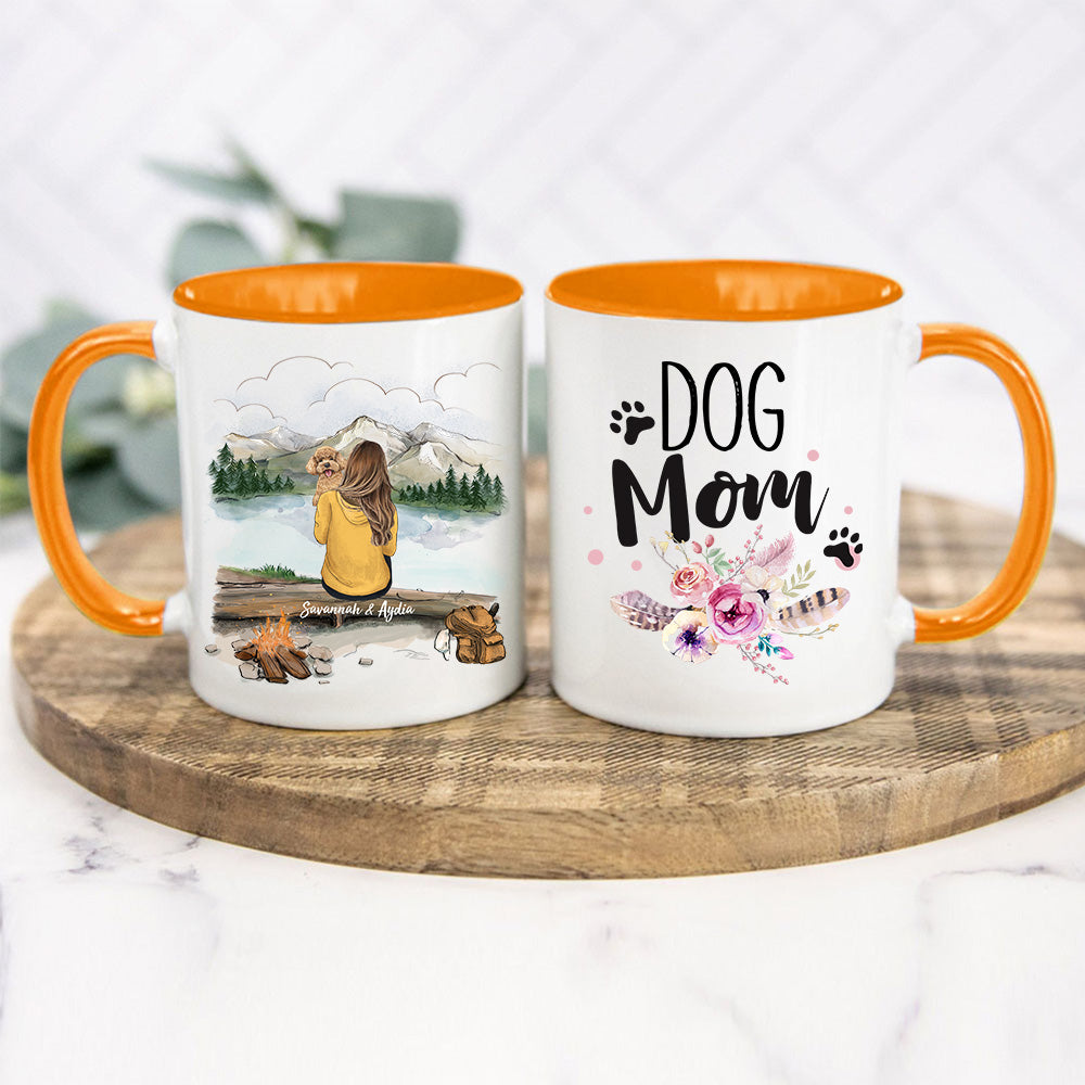 Personalized Accent Mug Gifts For Dog Lovers - Dog Mom - Mountain - Hiking