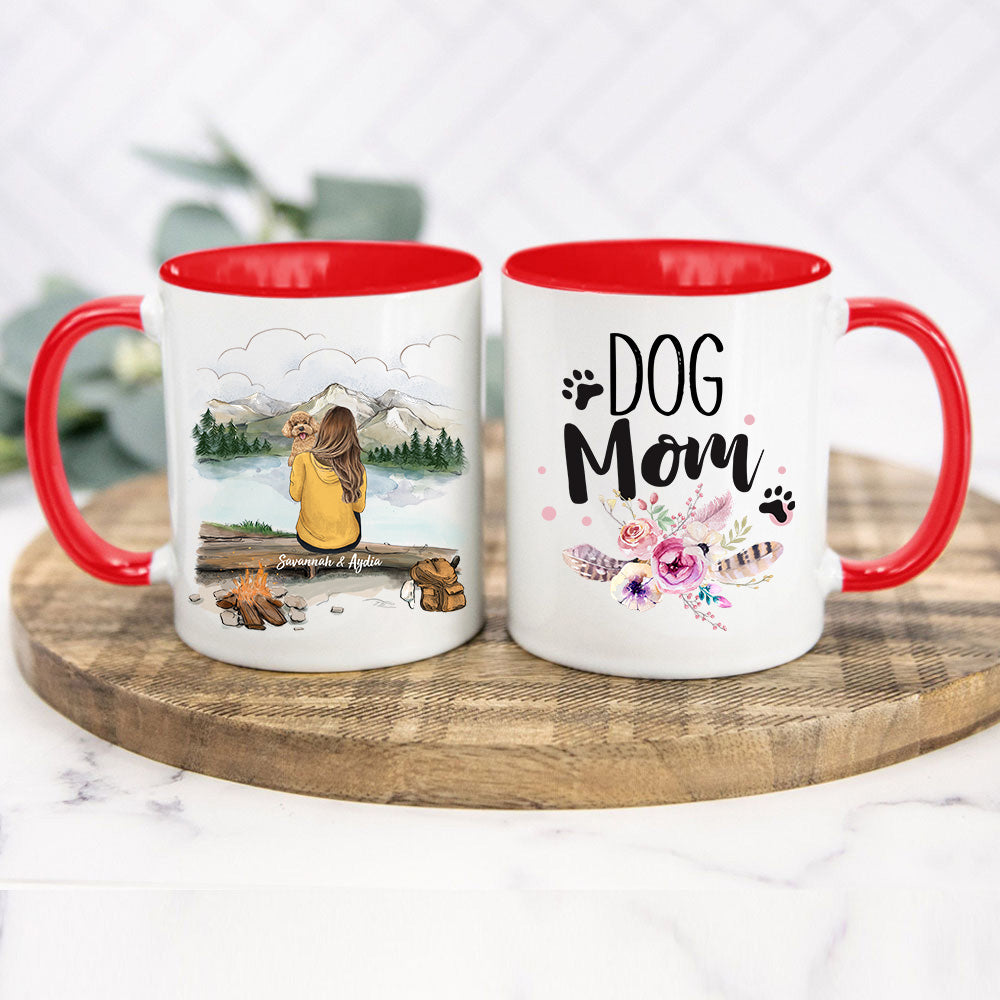 Personalized Accent Mug Gifts For Dog Lovers - Dog Mom - Mountain - Hiking