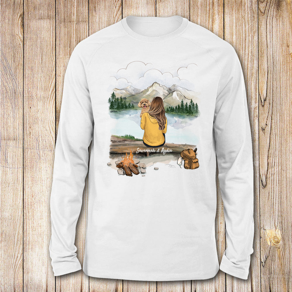 Personalized long sleeve gifts for dog lovers - Dog Mom - Mountain Hiking