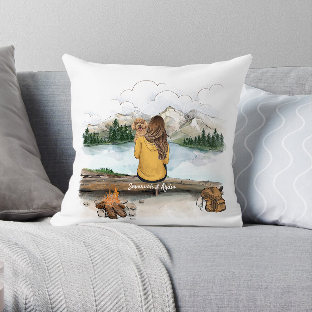 Personalized pillow gifts for dog lovers - Dog Mom - Mountain Hiking
