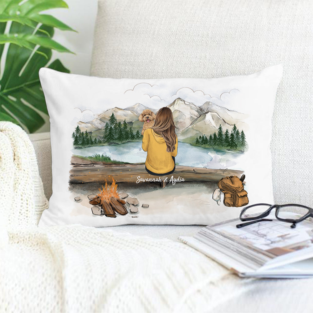 Personalized pillow gifts for dog lovers - Dog Mom - Mountain Hiking