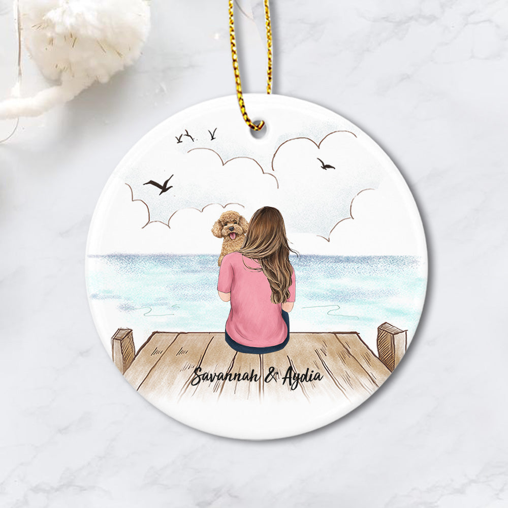 Personalized ceramic ornament gifts for dog lovers - Dog Mom - Wooden Dock