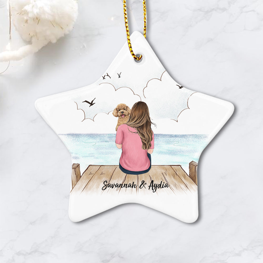 Personalized ceramic ornament gifts for dog lovers - Dog Mom - Wooden Dock