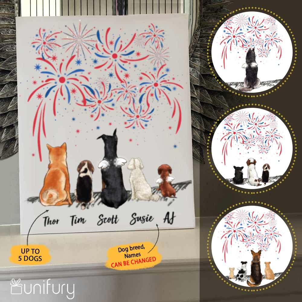 Personalized custom dog canvas print canvas art Fourth 4th of July - 2343
