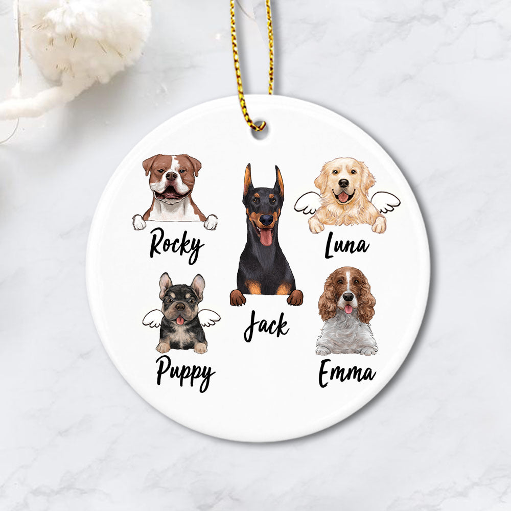 Personalized dog Christmas Ceramic Ornament gifts for dog lovers (PRINTED ON BOTH SIDES)
