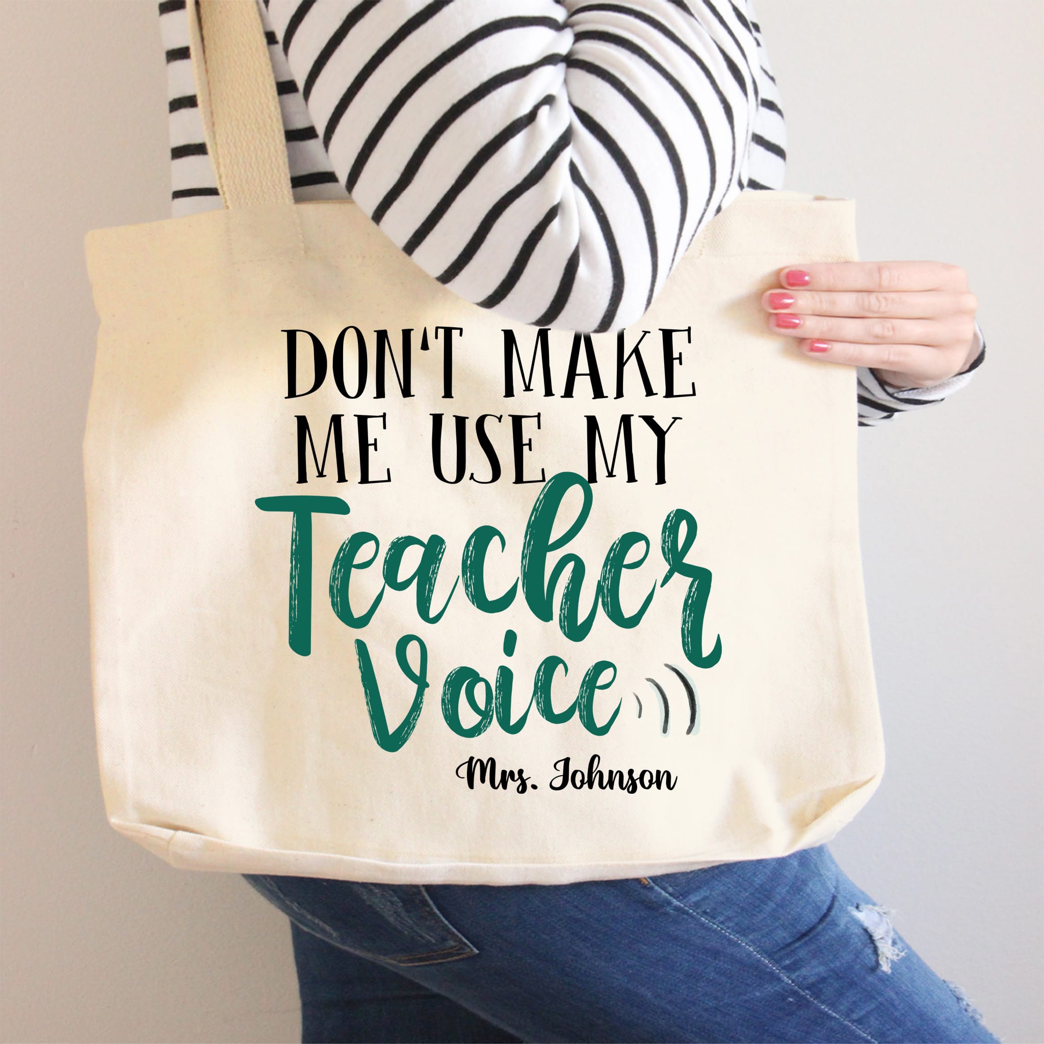 Don't Make Me Use My Teacher Voice Tote Shopping Bag Funny Teacher Gift  School | eBay