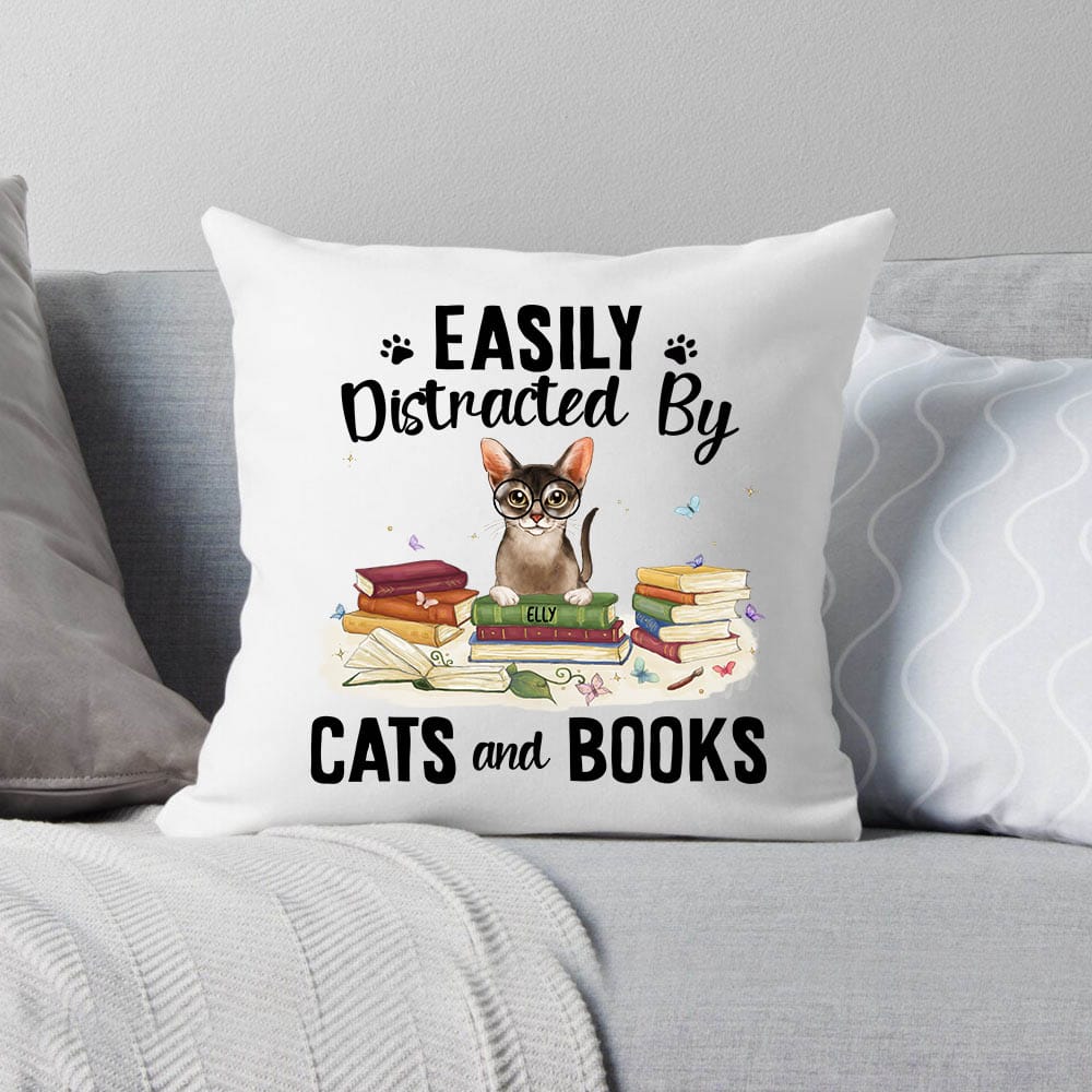 Personalized pillow gift for cat lovers - Cats &amp; Books