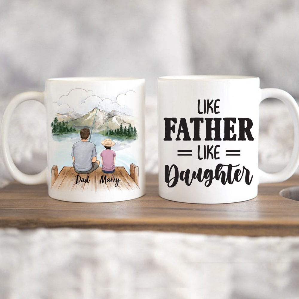 Personalized Father&#39;s day coffee mug gifts for dad  - Father and Daughter - Fishing