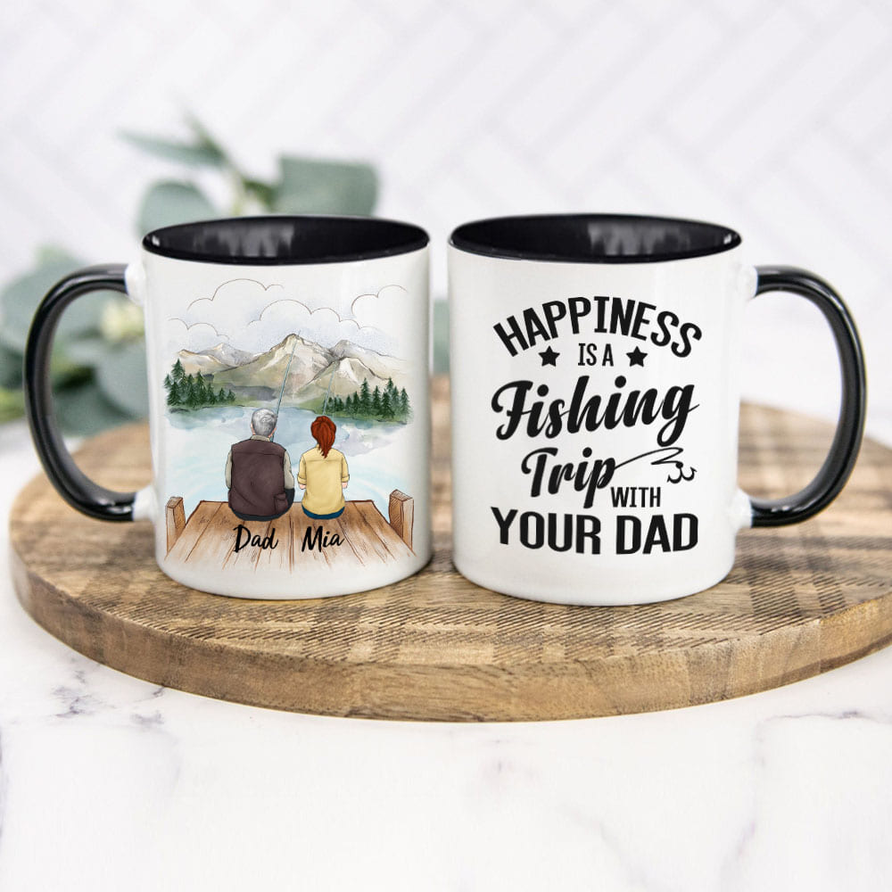 Personalized Father&#39;s day accent mug gifts for dad  - Father and Daughter - Fishing