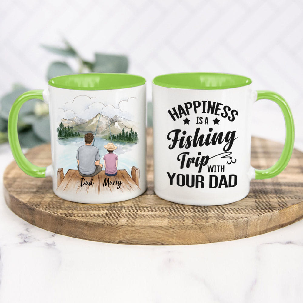 Personalized Father&#39;s day accent mug gifts for dad  - Father and Daughter - Fishing