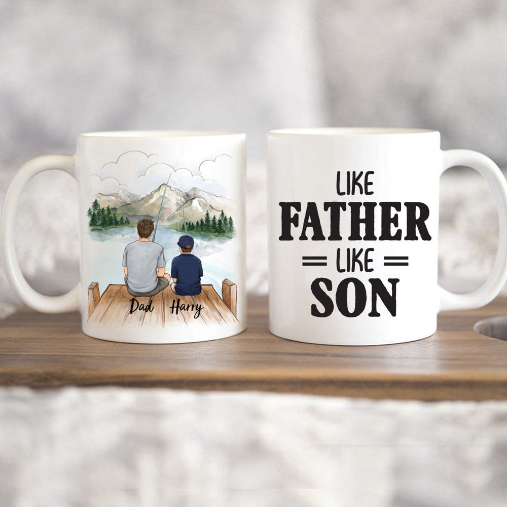Personalized coffee mug gifts for dad - Father and Son - Fishing - Unifury