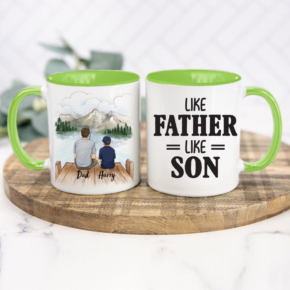 Personalized Father&#39;s day accent mug gifts for dad  - Father and Son - Fishing