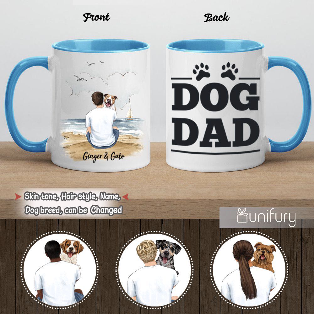 Personalized Accent Mug Gifts For Dog Lovers - Dog Dad - Beach