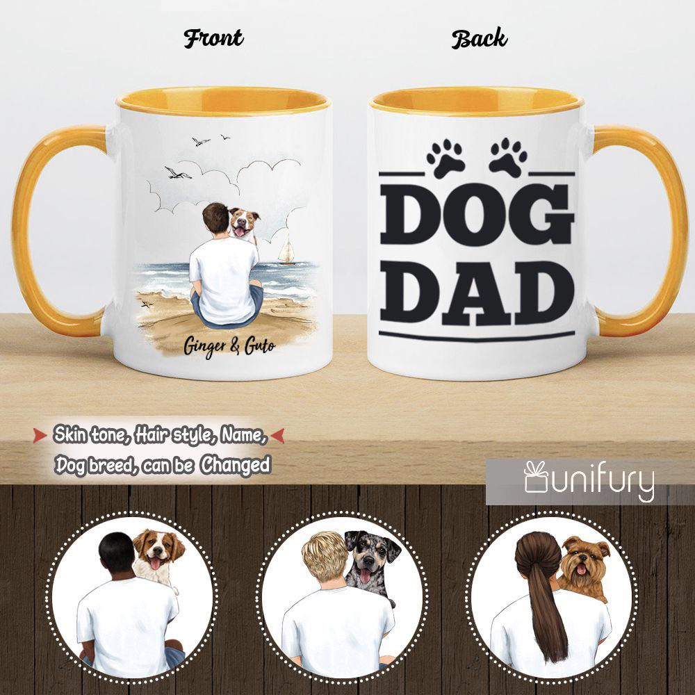 Personalized Accent Mug Gifts For Dog Lovers - Dog Dad - Beach
