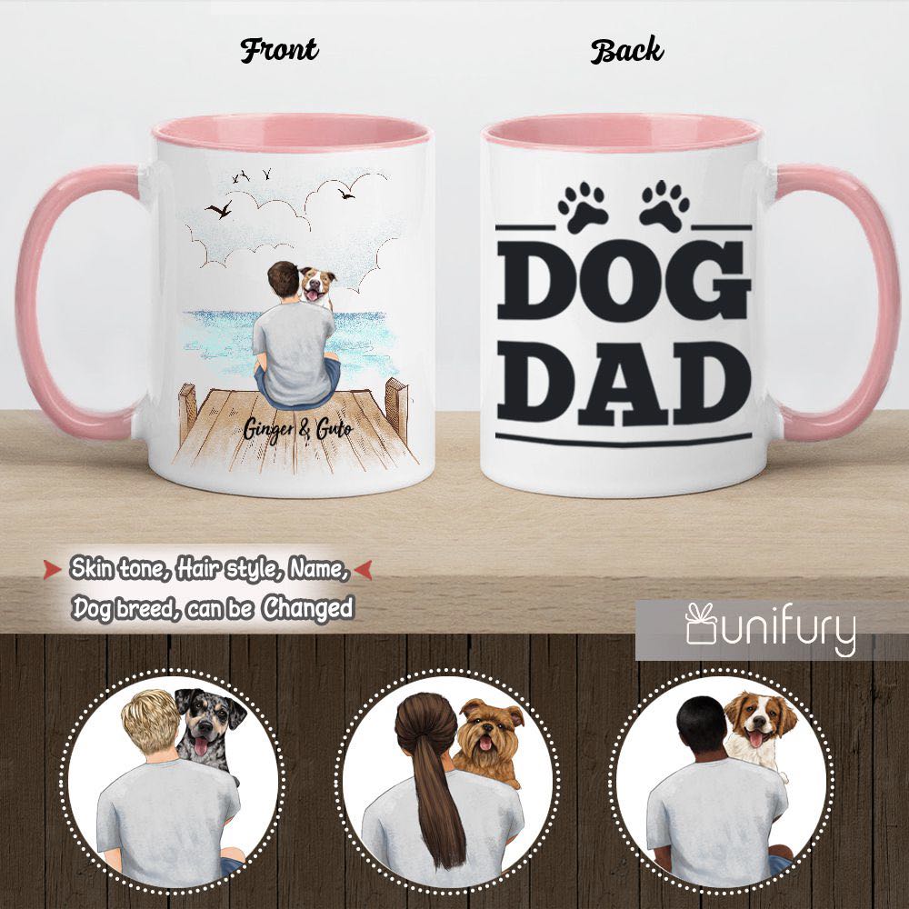 Personalized Accent Mug Gifts For Dog Lovers - Dog Dad - Wooden Dock