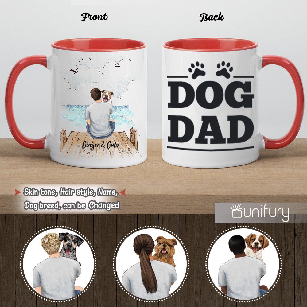 Personalized Accent Mug Gifts For Dog Lovers - Dog Dad - Wooden Dock