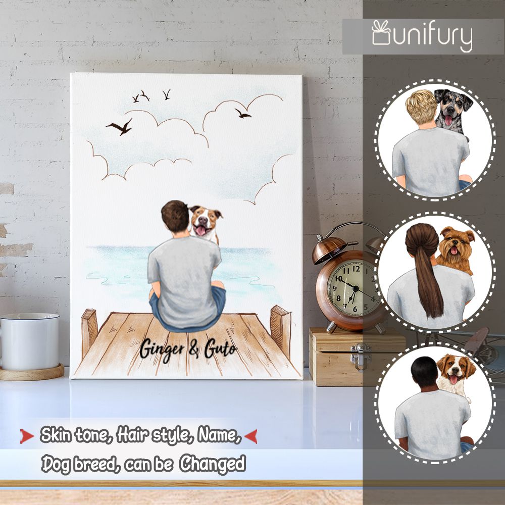 Personalized canvas print wall art gifts for dog lovers - Dog Dad - Wooden Dock