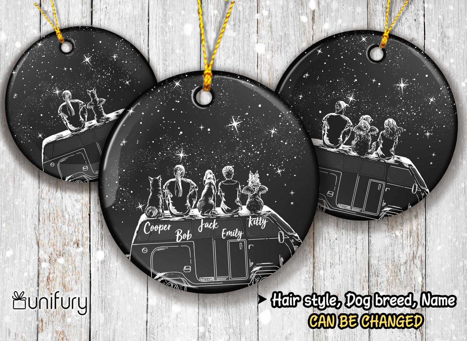 Personalized dog Christmas Ceramic Ornament gifts for dog lovers  - circle