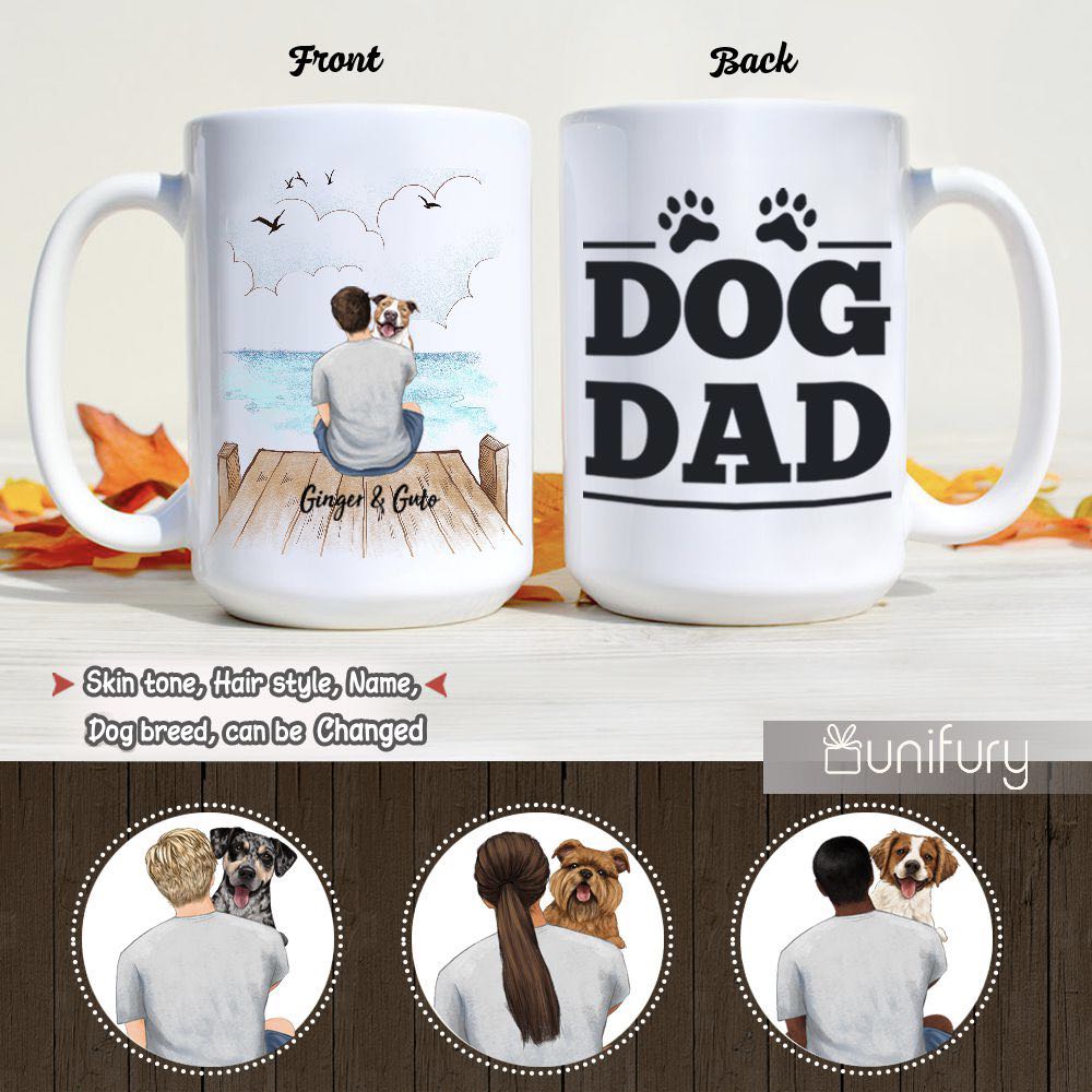 Personalized Coffee Mug Gifts For Dog Lovers - Dog Dad - Wooden Dock