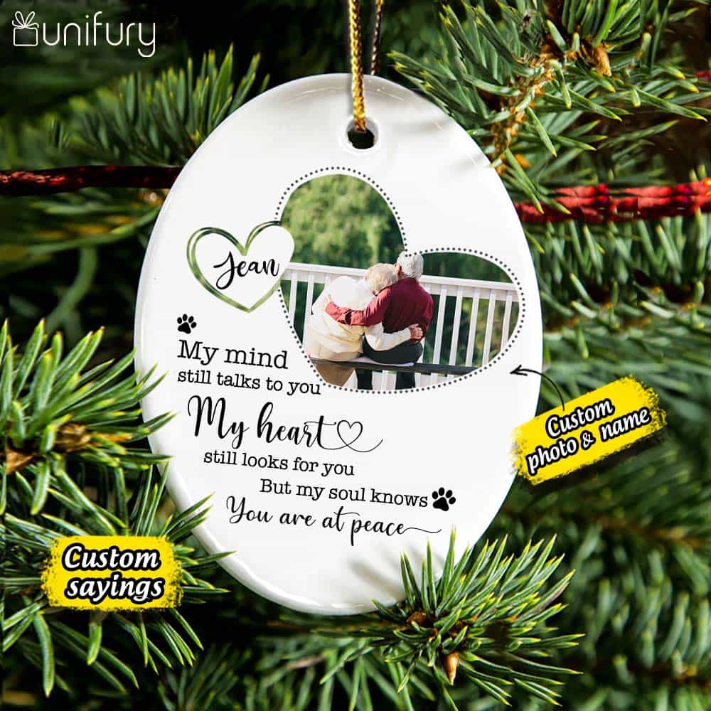 Personalized Memorial Christmas Ceramic Ornaments for lost loved one (PRINTED ON BOTH SIDES) - Custom photo &amp; sayings