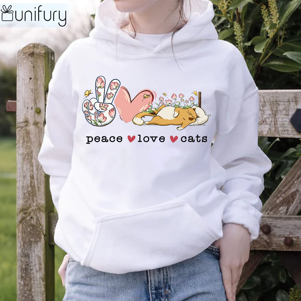 Peace Love Cats hoodie gifts for cat lovers