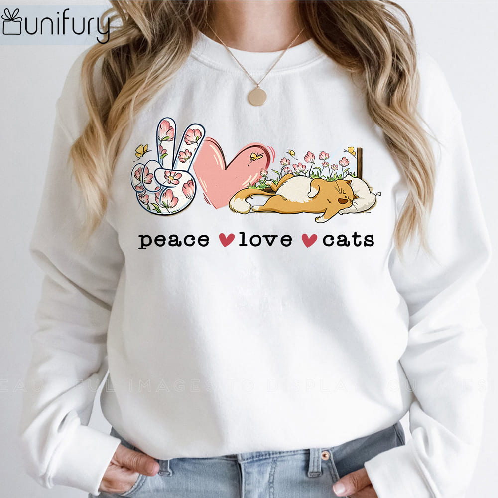 Peace Love Cats sweatshirt gifts for cat lovers