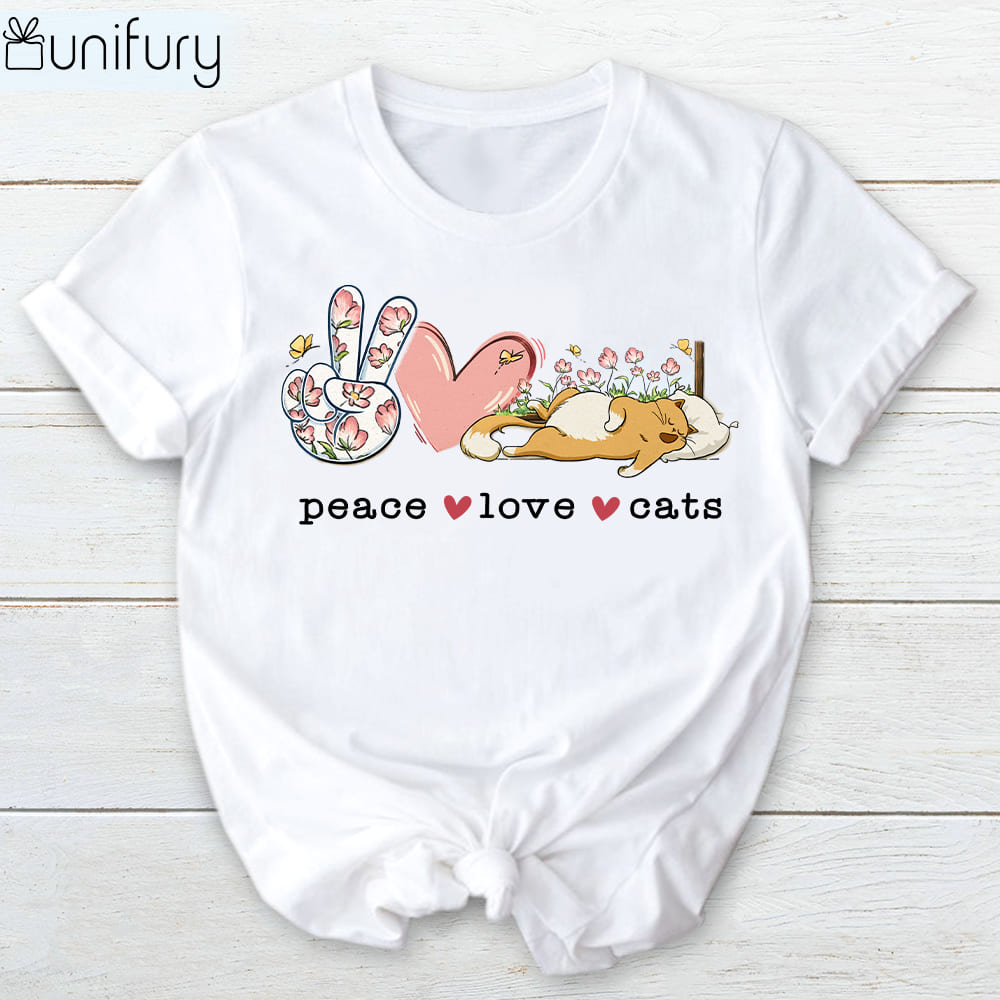 Peace Love Cats T-shirt gifts for cat lovers