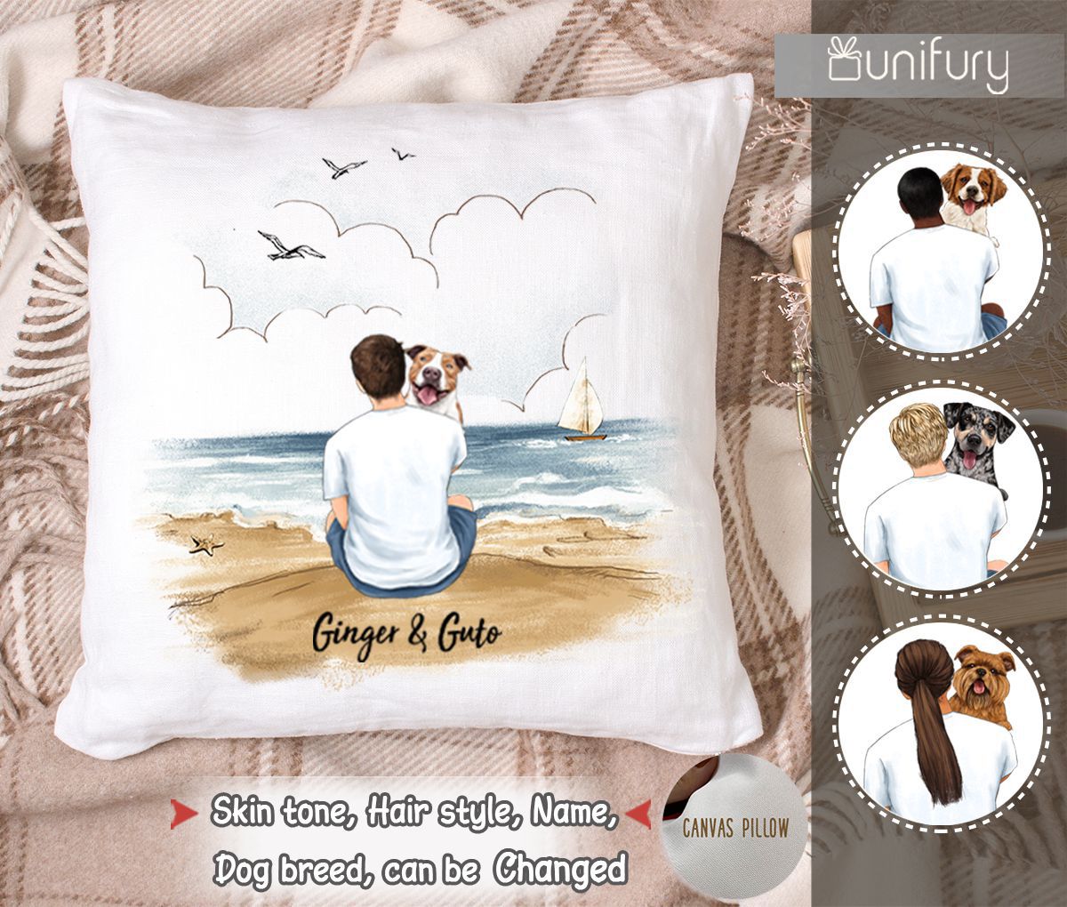 Personalized pillow gifts for dog lovers - Dog Dad - Beach