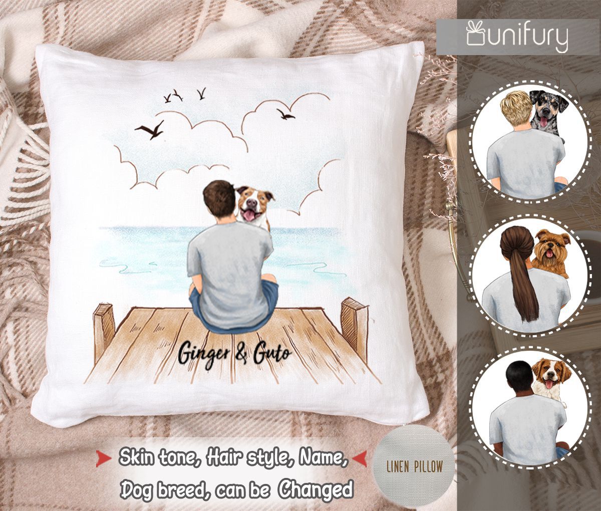 Personalized pillow gifts for dog lovers - Dog Dad - Wooden Dock