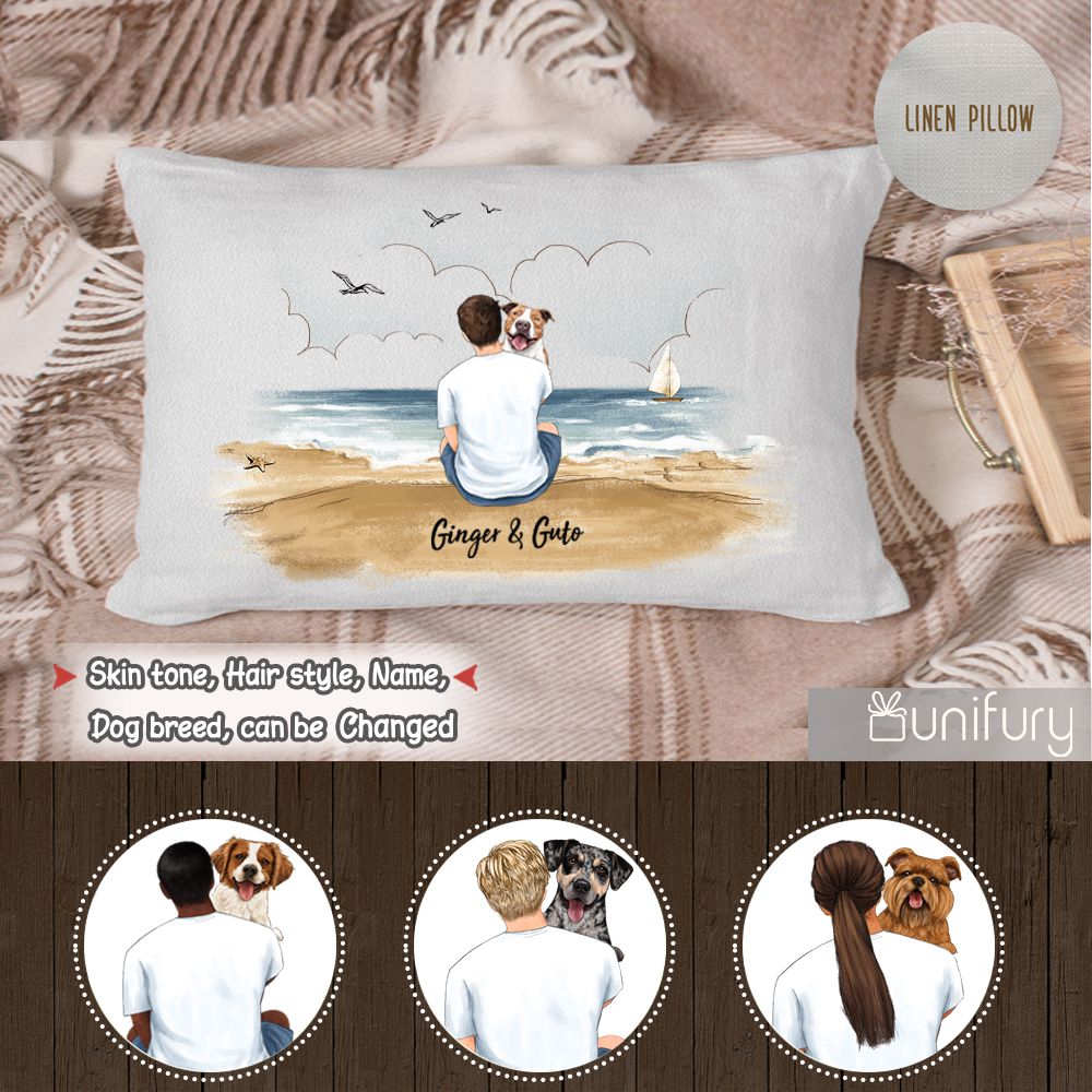Personalized pillow gifts for dog lovers - Dog Dad - Beach