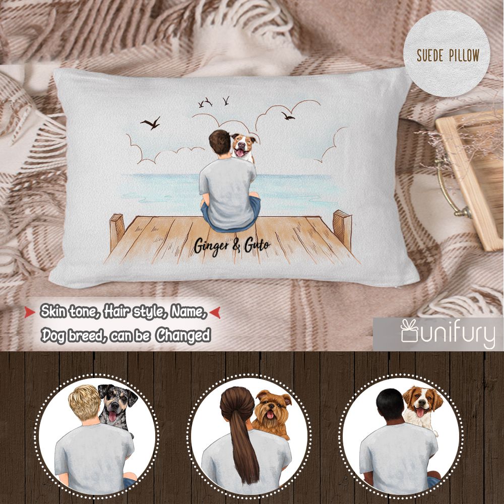 Personalized pillow gifts for dog lovers - Dog Dad - Wooden Dock