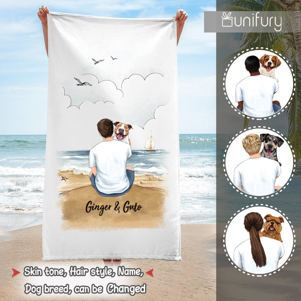 Personalized gifts for dog lovers beach towel - Dog Dad - Beach