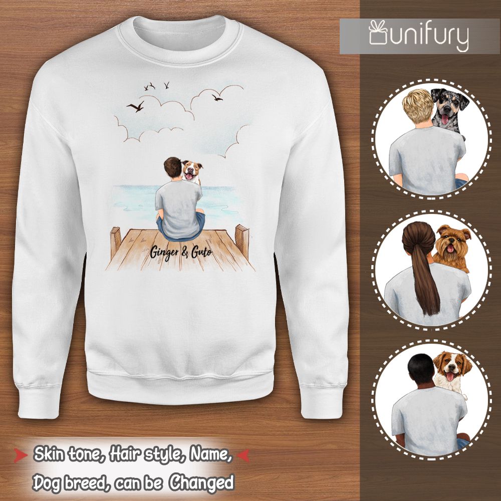 Personalized sweatshirt gifts for dog lovers - Dog Dad - Wooden Dock