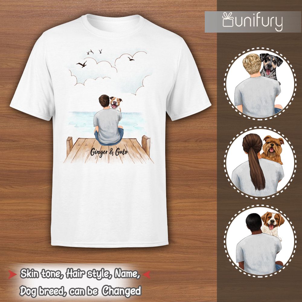 Personalized T-shirt Gifts For Dog Lovers - Dog Dad - Wooden Dock