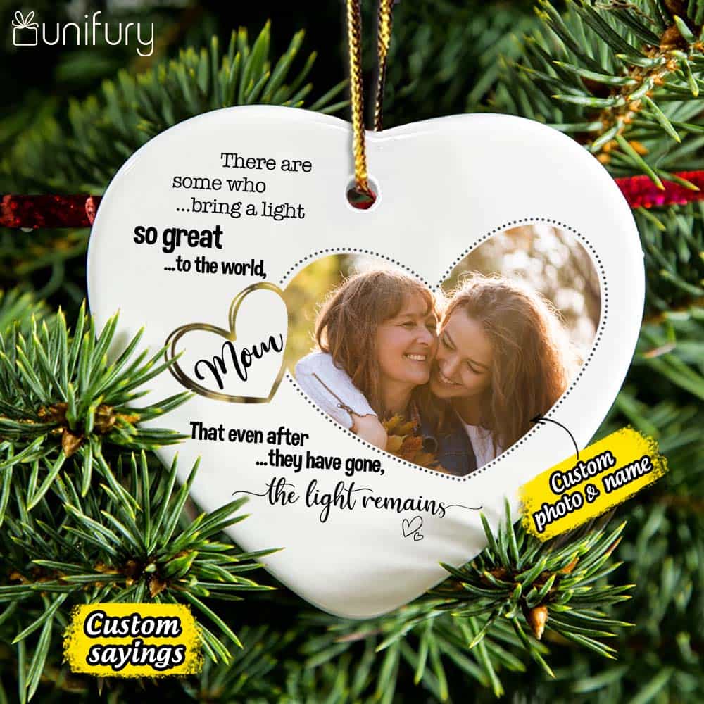 Personalized Memorial Christmas Ceramic Ornaments for lost loved one (PRINTED ON BOTH SIDES) - Custom photo &amp; sayings