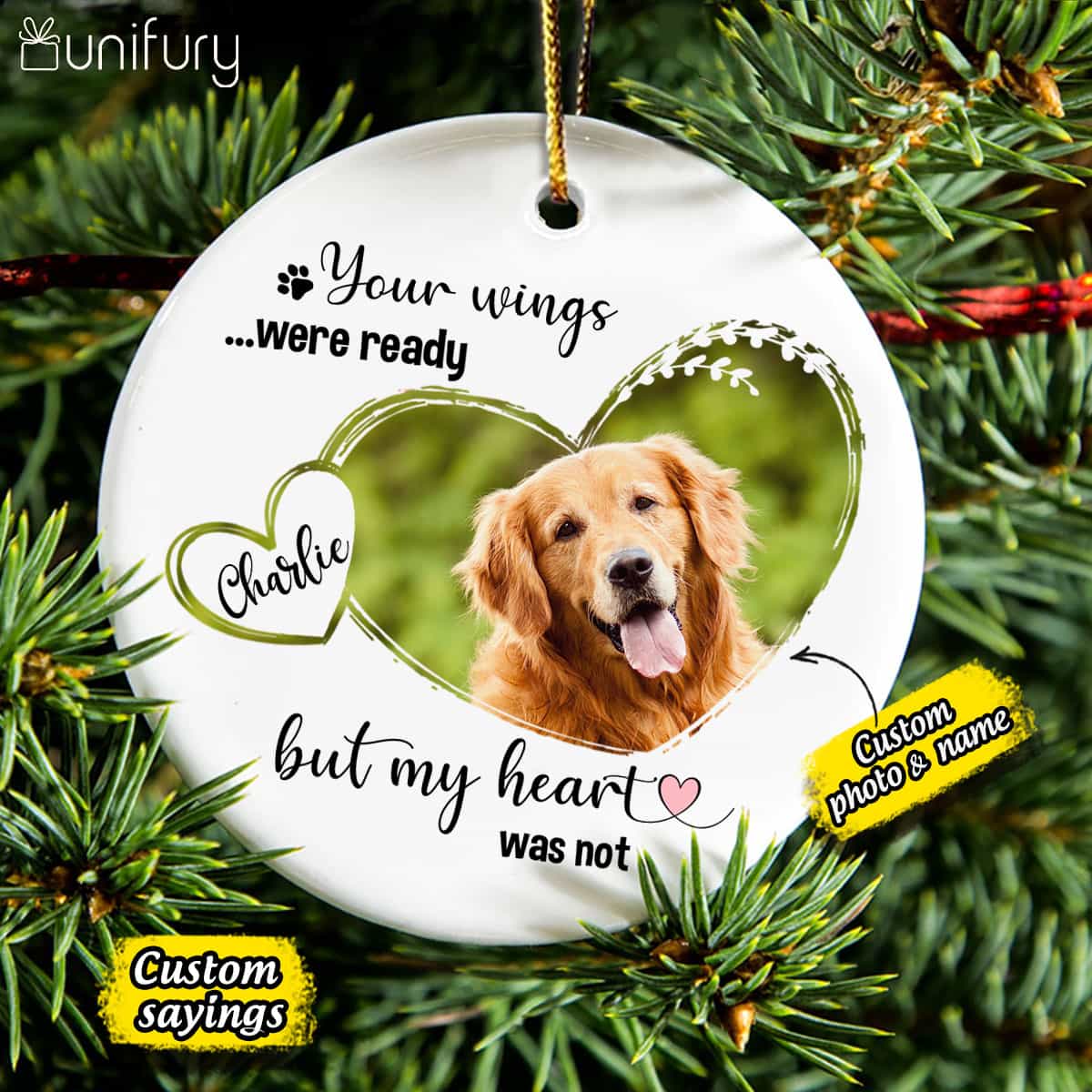 Personalized Dog Cat Memorial Christmas Ceramic Ornaments (PRINTED ON BOTH SIDES) - Custom photo &amp; sayings